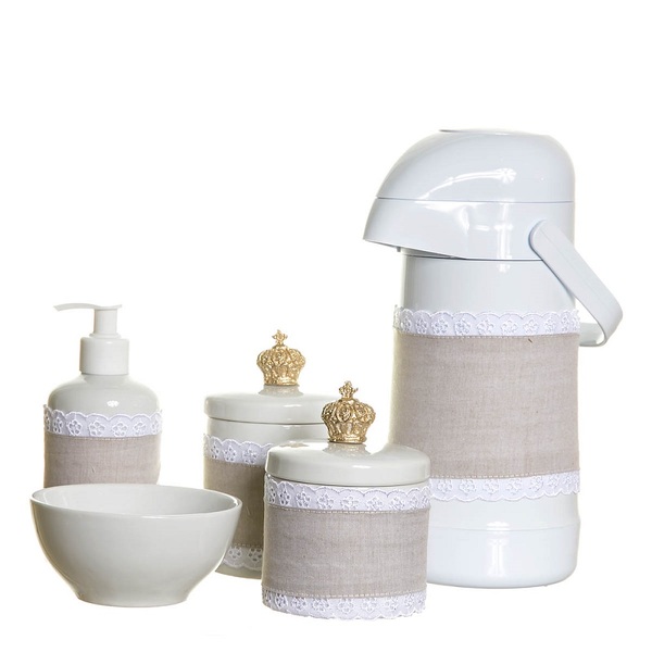 Potes, Garrafa, Molhadeira E Porta Álcool-gel Capa E Corôa