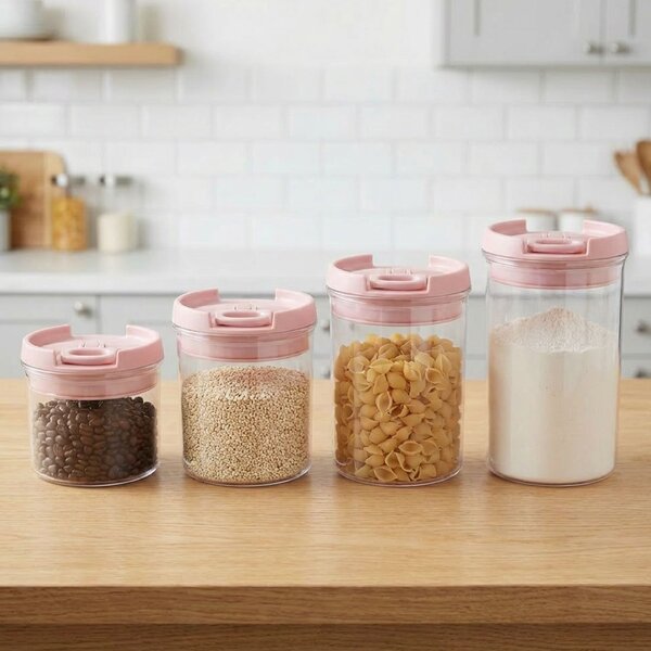 Potes Hermético Porta Mantimentos Redondo Conjunto Kit 4pçs