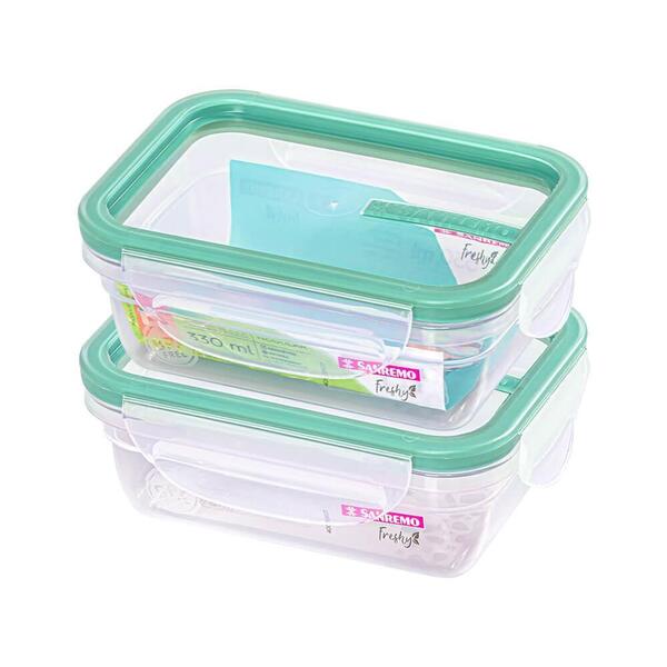 Potes Herméticos De Plástico Freshy 2 Peças 330ml Verde - San