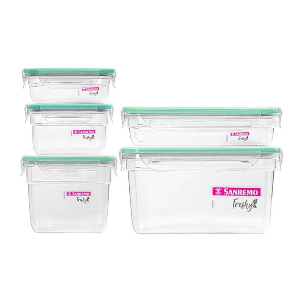 Potes Herméticos De Plástico Freshy 5 Peças Verde - Sanremo