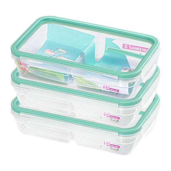 Potes Herméticos De Plástico Freshy Com Divisória 3 Peças 730