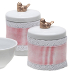 Potes, Molhadeira E Porta Álcool-gel Com Capa Passarinho Dou