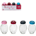 Potes Vidro Porta Tempero Condimento Tampa Plástico 4 Potes