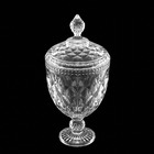 Potiche / Bomboniere Com Pé De Cristal Diamond Transparente