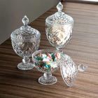 Potiche / Bomboniere Com Pé De Cristal Diamond Transparente