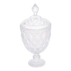Potiche / Bomboniere Com Pé De Cristal Diamond Transparente