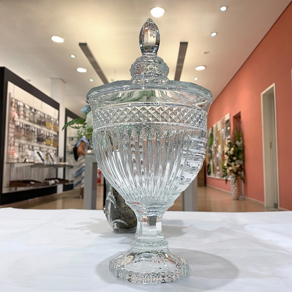 Potiche C/pé De Cristal Santorini 18,5x38,5cm