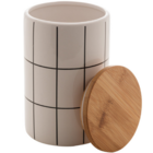 Potiche de Cerâmica com Tampa de Bambu Pote Decorativo Turim