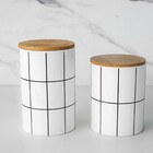 Potiche de Cerâmica com Tampa de Bambu Pote Decorativo Turim