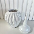 Potiche De Cerâmica Com Tampa Trabalhado Ondulação Branco