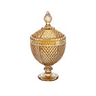 Potiche De Cristal Com Pé Bico De Jaca Perseu Âmbar 15cm X 28