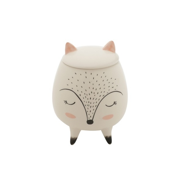 Potiche Decorativo Ceramica Sleeping Fox Branco 10 4x10 4x14