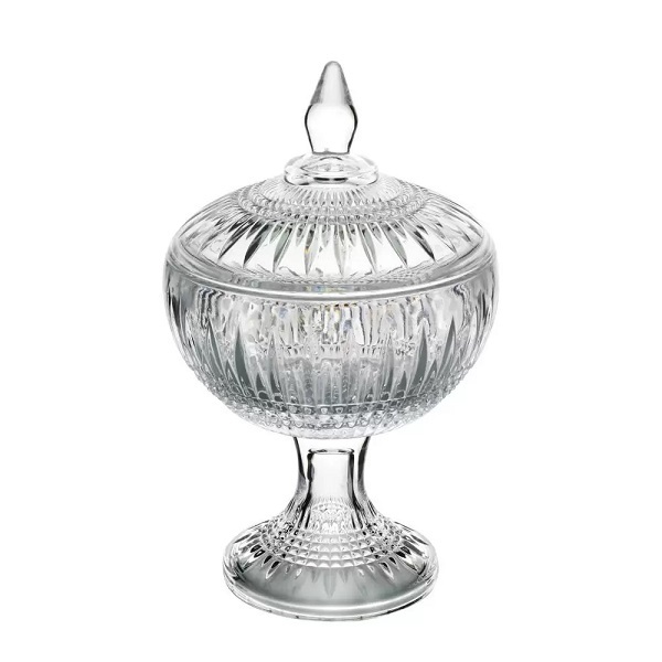 Potiche Decorativo Cristal Com Pe Queen 14x22cm Wolff 28000