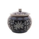 Potiche Decorativo De Porcelana Azul E Branco 20cm