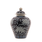 Potiche Decorativo De Porcelana Azul E Branco 34cm