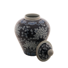 Potiche Decorativo De Porcelana Azul E Branco 34cm