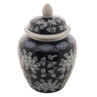 Potiche Decorativo De Porcelana Azul E Branco 44cm