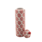 Potiche Decorativo De Porcelana Coral Vermelho 39cm
