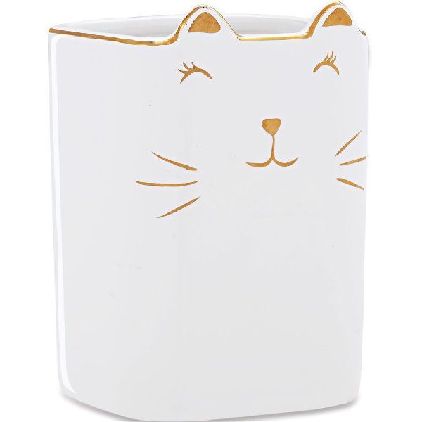 Potiche Porta Treco Vasinho Branco Ceramica Gatinho Mart 08703