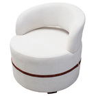 Potrona Decorativa Paris Estofada Redonda Bouclé Off White