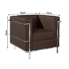 Potrona Le Corbusier Inox Em Sintético Marrom