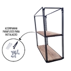 Prateleira 02 Divisórias Madeira E Ferro Preta 38,5x33