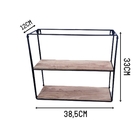 Prateleira 02 Divisórias Madeira E Ferro Preta 38,5x33
