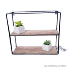 Prateleira 02 Divisórias Madeira E Ferro Preta 38,5x33