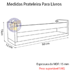 Prateleira 60cm Azul Livro Revista Infantil Parede