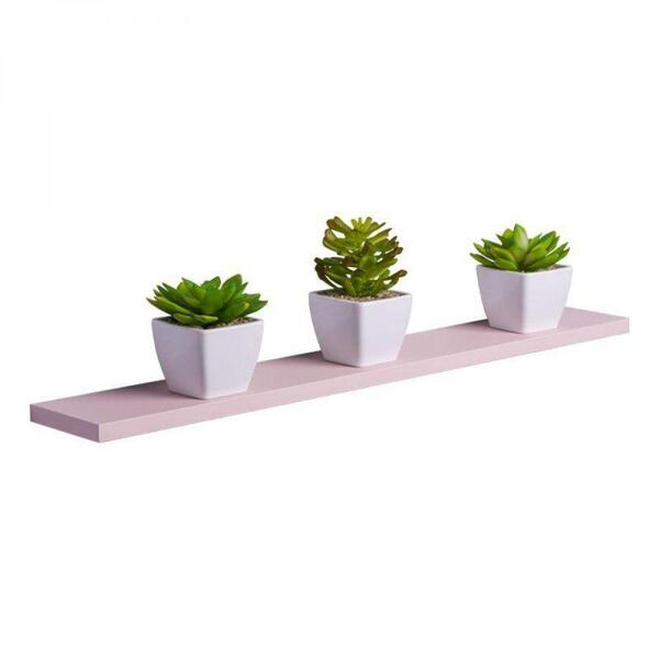 Prateleira 70 X 20cm Rosa Claro Suporte Invisível