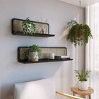 Prateleira 90cm Madeira Maciça Palhinha Uban Jungle Preto Lav