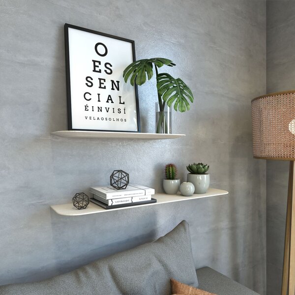 Prateleira 90x20cm Madeira Maciça Slim Artemobili Branco Lava