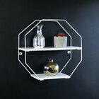 Prateleira Aramada Com Madeira Octogonal Branco