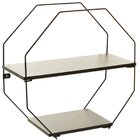 Prateleira Aramada Com Madeira Octogonal Preto