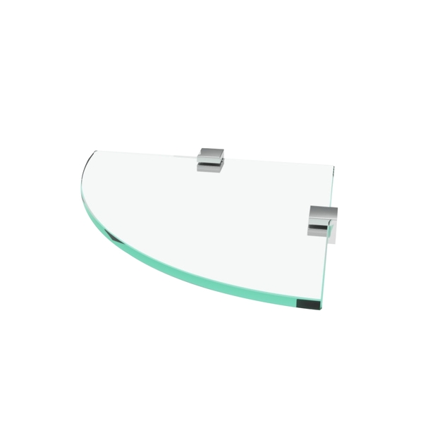 Prateleira Canto de Vidro Troia Metal Prata Polido 1057TR.PRPL