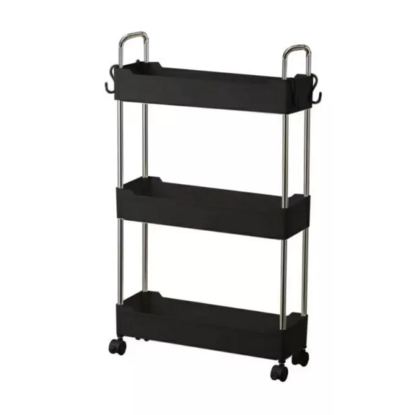 Prateleira Carrinho Organizador Multiuso Preta 3 Andares - 40