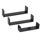 Prateleira com Aba Suporte Embutido Pinus Preta Estilo Luciane