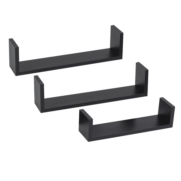 Prateleira com Aba Suporte Embutido Pinus Preta Estilo Luciane