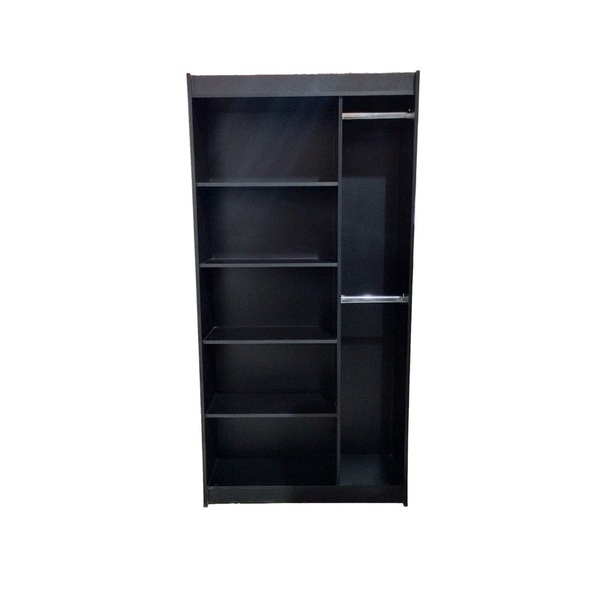 Prateleira Com Cabideiro Duplo Lateral Preto 185x92x32cm - De