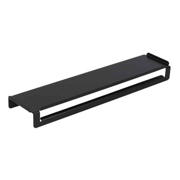 Prateleira com Porta Toalha de Parede Metal Preto Fosco 12cm Ispirazione Future