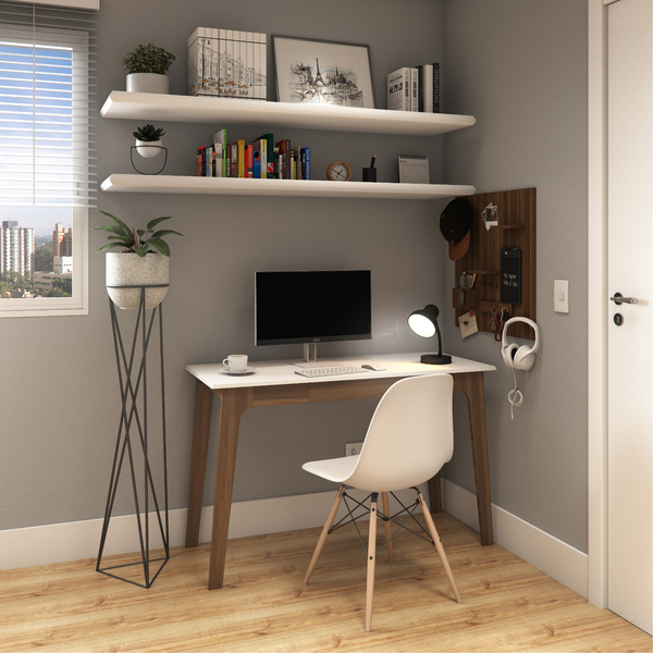 Prateleira com Suporte 150x50cm Madeira Branca Classic Montfácil