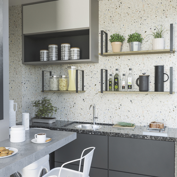 Prateleira com Suporte 60x20cm Madeira Clara Terrazo Montfácil