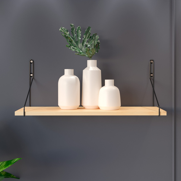 Prateleira Com Suporte Aramado 60x30Cm Pinus/Preto