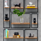 Prateleira com Suporte Industrial Preto Retangular 45x60cm Marrom Mel MDP e Metal Bemfixa