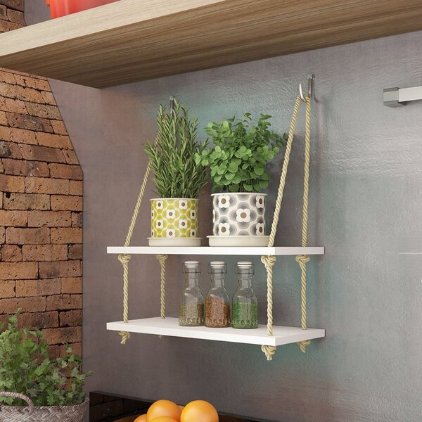 Prateleira Corda De Sisal 2 Prateleiras 2 Ganchos Mdp Brv Mov