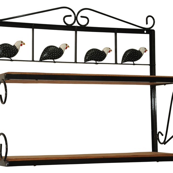 Prateleira Cozinha Dupla Madeira Ferro Angolas Preto 50x60