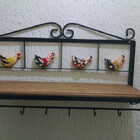 Prateleira Cozinha Ferro Galinhas Madeira 60 Cm Largura