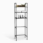 Prateleira De Banheiro Com 3 Níveis Preta Vaso Sanitário