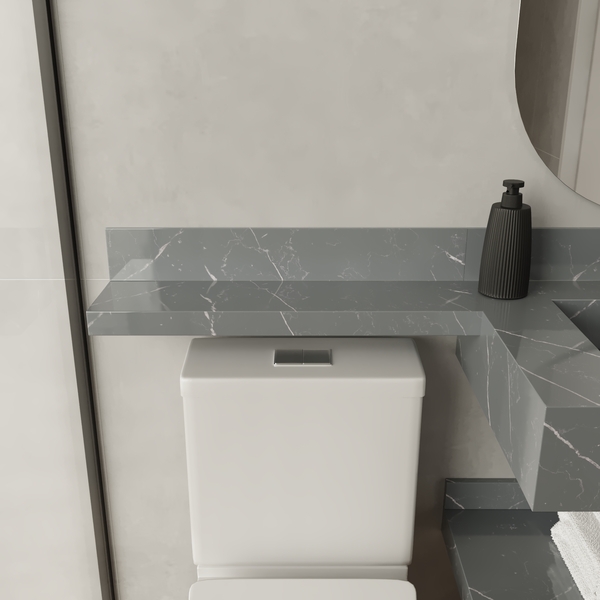 Prateleira de Banheiro Porcelanato Cinza Marmorizado 6x15x60 Bongut