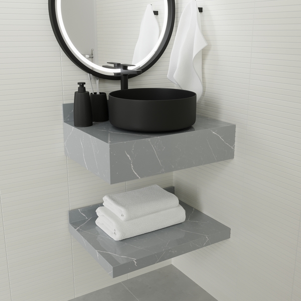 Prateleira Unique 60cm Cinza Marmi Bongut